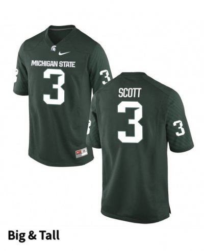 Men's Michigan State Spartans NCAA #3 LJ Scott Green Authentic Nike Big & Tall Stitched College Football Jersey AD32W85NZ